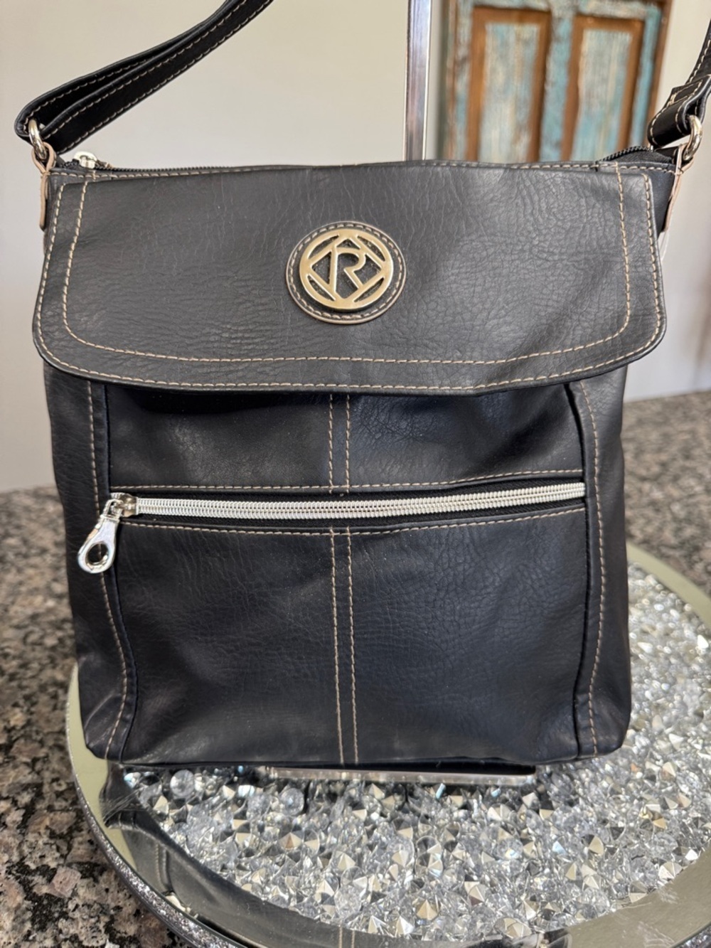 Relic Black Crossbody Messenger Bag with Silver Accents NWOT